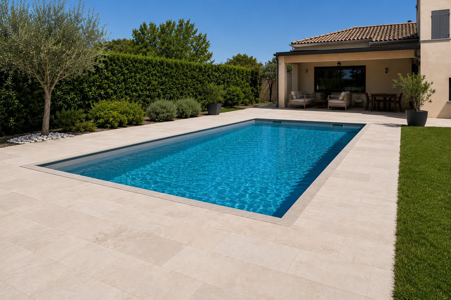 Piscina transitable abierta - villa luxury mediterránea